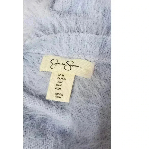 Jessica Simpsons fuzzy oversized sweater womens size medium baby blue very soft - Picture 4 of 4